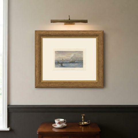 Liverpool from Seacombe, 19th-Century Maritime Engraving by W.B. Scott, shown framed on a wall