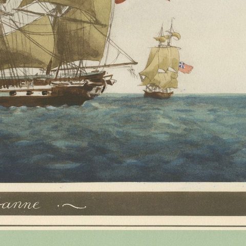 Before the Gales: An English Frigate Awaiting Wind, circa 1920, close-up 4