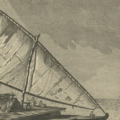 Antique Print of Boats of the Friendly Islands or Tonga, by Cook, c.1801, close-up 3