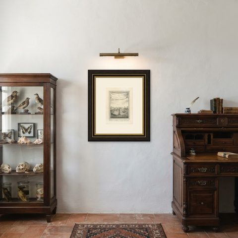 Antique Print of Siam and Various Vessels by Van Schley 'c.1750', shown framed in a room