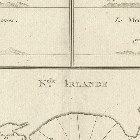 Antique Map of New Ireland (Pacific) with Coastal Profiles, Cook Voyages, 1774, close-up 2