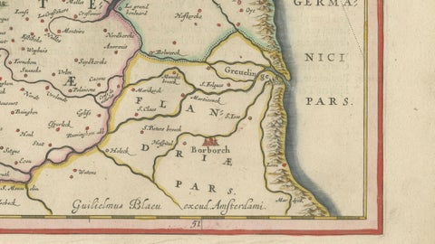 Blaeu Map of Boulogne & Calais Coast, Maritime France, Ships c.1642, close-up 6