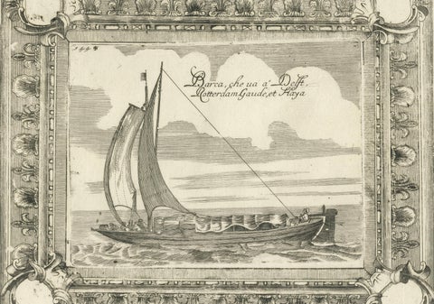 English Galleons & Dutch Vessels, Naval Ship Engravings, Coronelli 1690, close-up 3