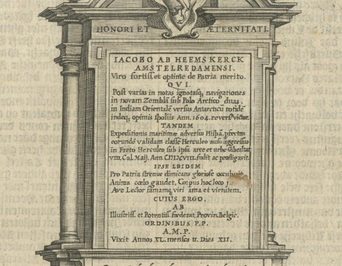 Memorial to Jacob van Heemskerck, Dutch Naval Hero at Gibraltar, Engraving, 1611, close-up 4