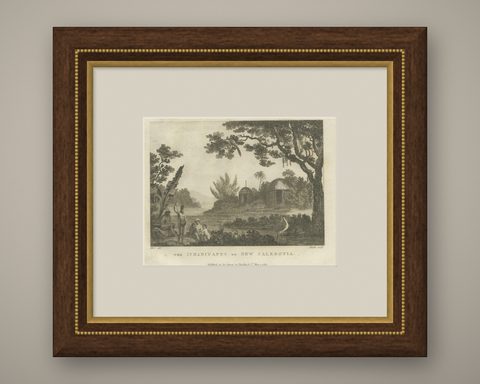 Serene Daily Life in New Caledonia: A Captured Moment from Cook's Voyages, 1784, shown framed