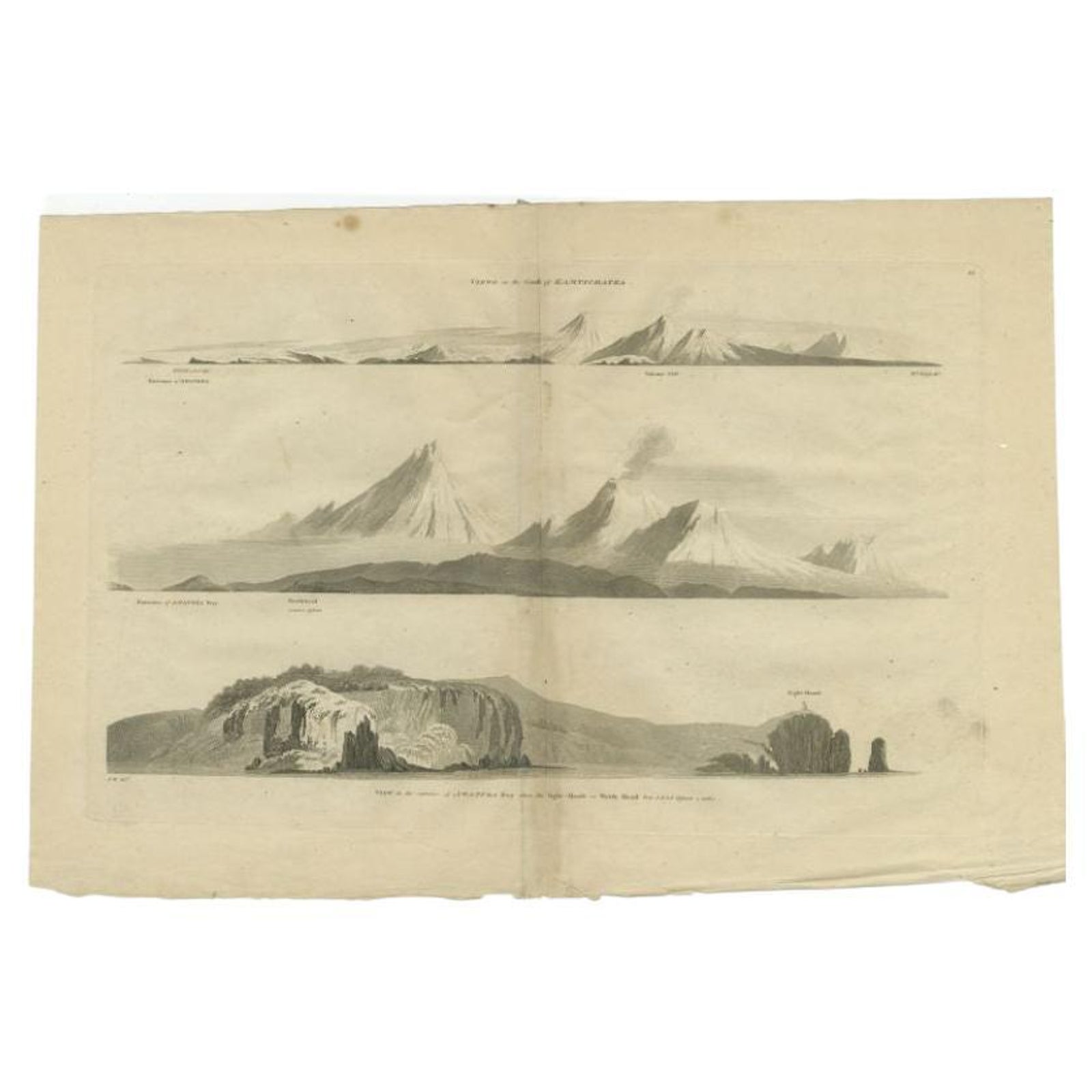 Antique Print with Coastal Views of Kamchatka in The Russian Far East, c.1784