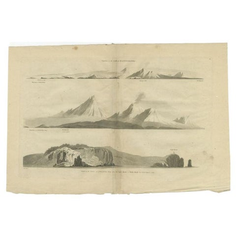 Antique Print with Coastal Views of Kamchatka in The Russian Far East, c.1784