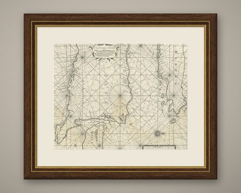 Rare Old English Sea Chart of Part of Indonesia with Java, Madura and Bali, 1711, shown framed