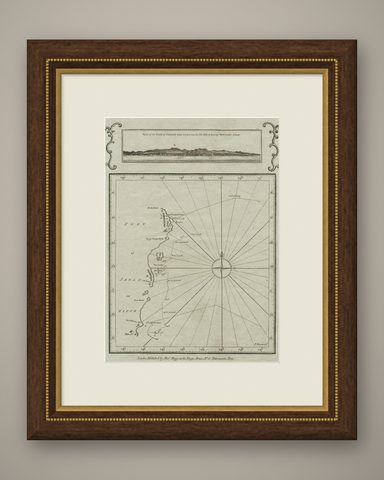 Old Map of the East Coast of Honshu with an Inset, Japan, c.1785, shown framed