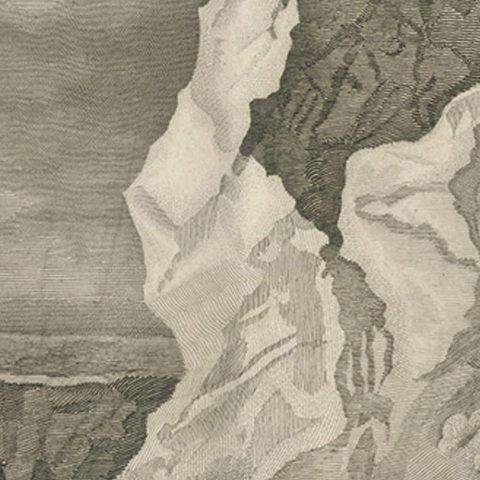 Old Print from Capt. Cooks Travels with Boats and a Ship in the South Sea, 1803, close-up 3