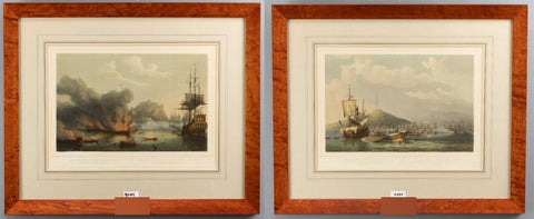 Naval Battle Lithographs in Frame– Etna and Palermo Engagements of 1676, Schotel, view 2