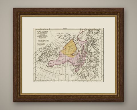 Interesting Old Map of the Nw Coast of America and the Ne Coast of Asia, ca.1772, shown framed