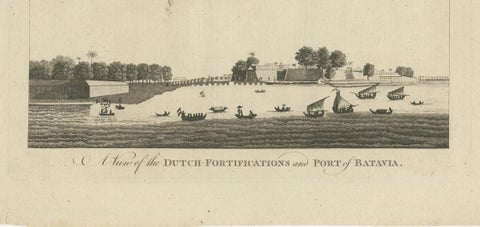 Antique View of Batavia Port Jakarta, Dutch VOC Fortifications 1778, close-up 2