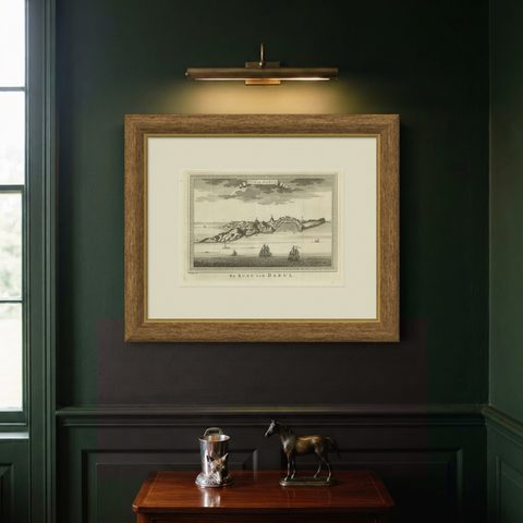 Original Antique Print of the Coast of Dabhol, Dabul, India, shown framed on a wall