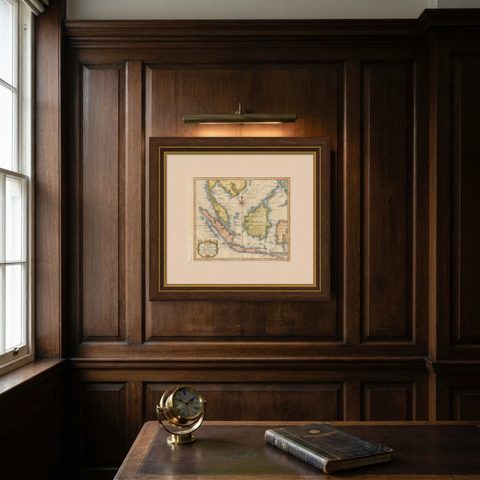 Java, Sumatra & Borneo Map, Bellin & van Schley Decorative Chart, 1750s, shown framed on a wall