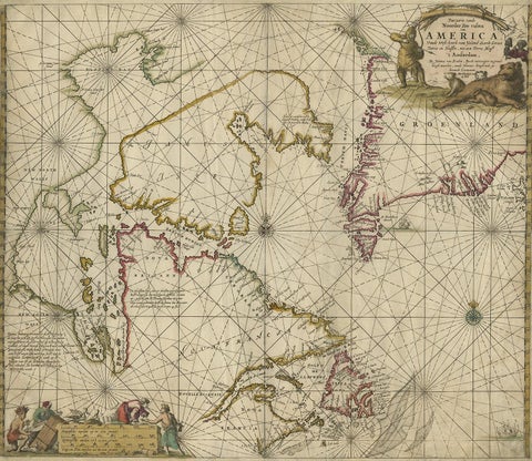 Antique Sea Chart of Hudson Bay and Arctic Canada by Van Keulen, circa 1681, view 2