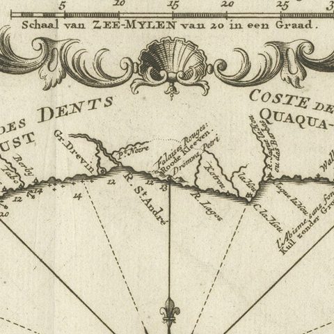 Antique Map of the Coast of Guinea from, Cape Apollonia to the Volta River, close-up 5