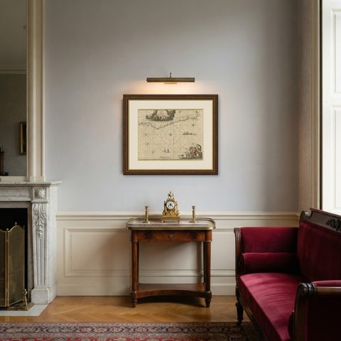 Antique Map of the Coast of Angola Up to Port Elizabeth in South Africa, 1675, shown framed in a room