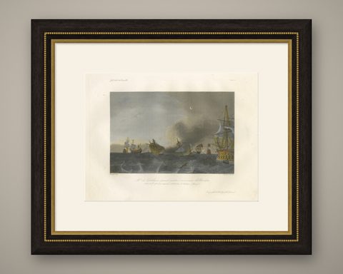 Coëtlogon Captures Four Dutch Warships off Lisbon, 1839, shown framed