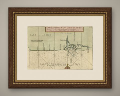 Authentic Map of the Coast from Cape Formosa to the Dony River, Africa, 1732, shown framed