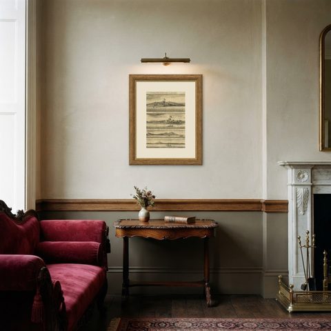 Rare Engraving of Dutch and Danish Forts on the West African Gold Coast, 1744, shown framed in a room