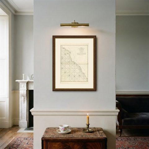 1745 Antique Coastal Map of West Sumatra by J. Mannevillette, shown framed on a wall