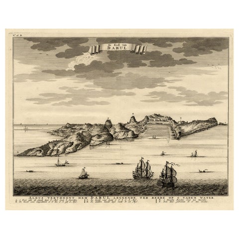 Rare Engraving of the Coast of Dabhol or Dabul, Ratnagiri, Maharashtra in India