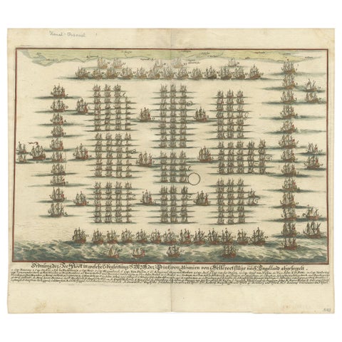 Antique Print of the Fleet of William III of Orange by Merian 'c.1700'