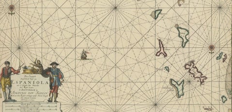 Original Antique Sea Chart, the Northern Part of Hispaniola, Western Cuba, 1684, close-up 2