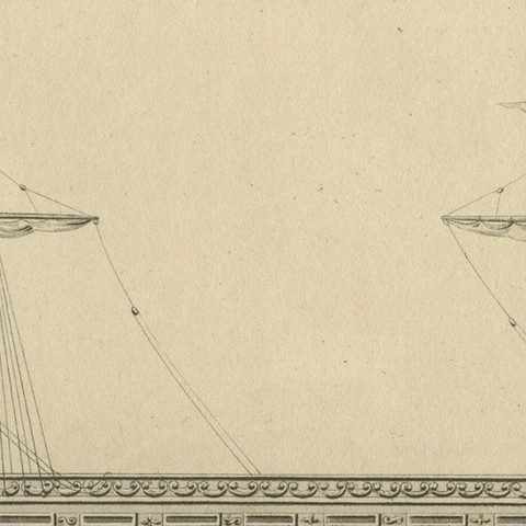 Original Antique Print of an Ancient Galley, 1802, close-up 3