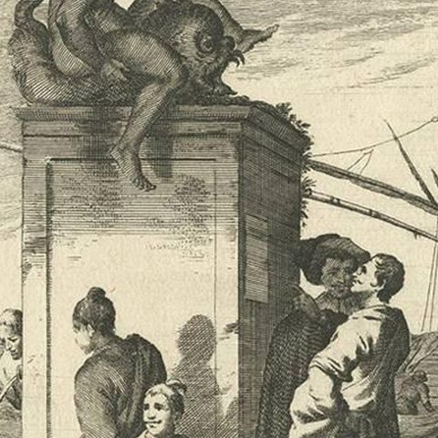 Antique Untitled Harbour View 'I' by J. Wolff, circa 1730, close-up 2