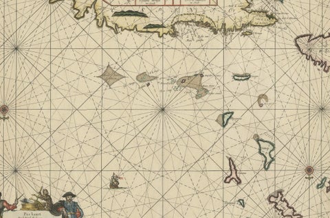 Original Antique Sea Chart, the Northern Part of Hispaniola, Western Cuba, 1684, close-up 3
