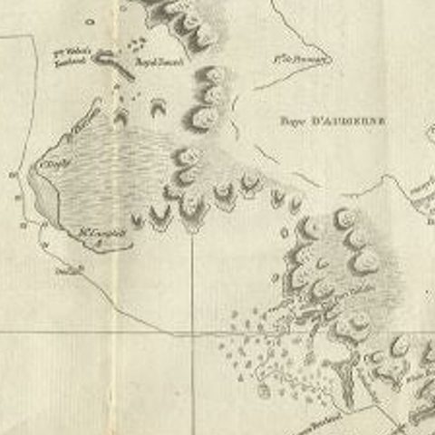 Antique Map of Kerguelens Island Coast by Cook, 1784, close-up 1