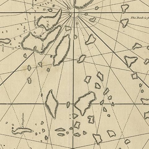 Old Sea Chart of the Tenasserim area, Myanmar 'Burma' in South East Asia, c.1790, close-up 3