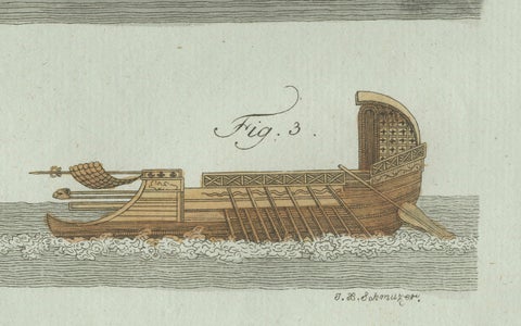 Original Antique Print of Roman Naval Battles and Warships by Bertuch, c. 1800, close-up 4
