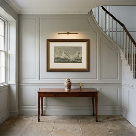 Antique Print of Boats of the Friendly Islands or Tonga, by Cook, c.1801, shown framed in a room