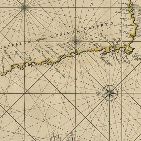 Antique Map of the Coast of Angola Up to Port Elizabeth in South Africa, 1675, close-up 1