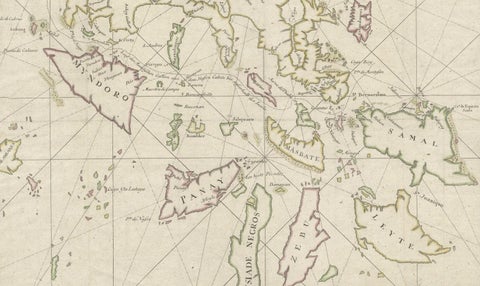 Large German Chart of the Philippines with Hand-Colored Borders, 1763, close-up 1