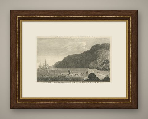 Final Voyage: The Death of Captain Cook at Kealakekua Bay, Hawaii, 1779, shown framed