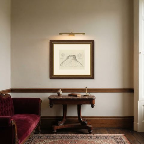 Antique Map of a Bay Nearby Makassar, Celebes 'Sulawesi)' by Hawkesworth, 1774, shown framed in a room