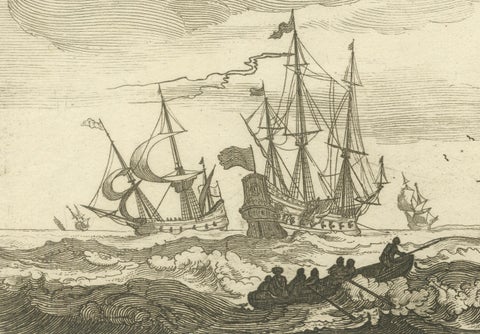 Maritime Scene in the Aegean Archipelago with Fortifications & Ships, circa 1680, close-up 1