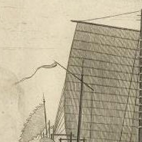 Antique Print of Chinese Vessels by Anson, '1749', close-up 2