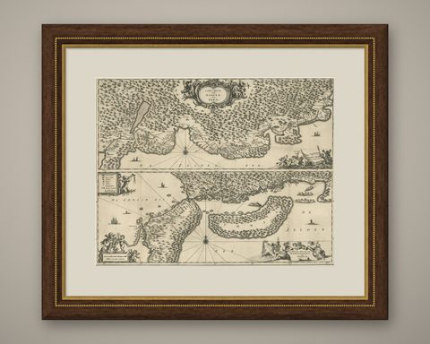Map of Japanese Coast from Osaka to Tokyo & the Kyushu and Shikoku Islands, 1669, shown framed
