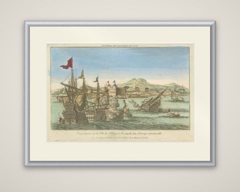 Naval Battle Off St. François (Campeche, Mexico), ca. 1780, shown framed