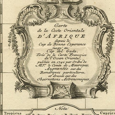 Original Detailed Antique Map of the East Coast of Africa, 1747, close-up 1