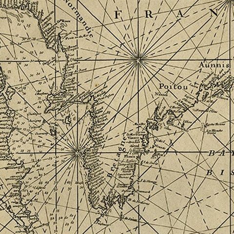 Original Antique Sea Chart of the Coastline from England to Gibraltar, ca.1700, close-up 1