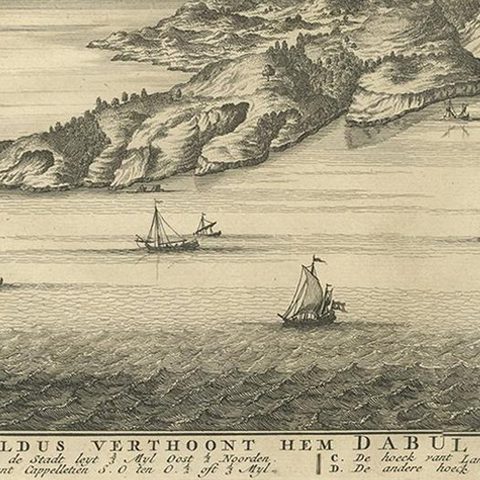 Antique Print of the Coast of Dabhol 'India', 1726, close-up 1