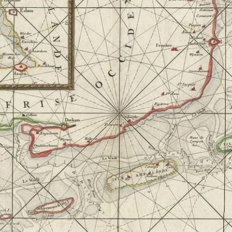 Large Sea Chart of the Zuyder Zee & The Northsea with the Wadden Islands, 1773, close-up 2