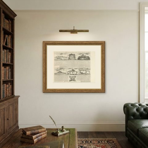 Antique Dutch East Indies Forts Engraving, VOC Batavia, Ambon & Banda, c.1719, shown framed on a wall