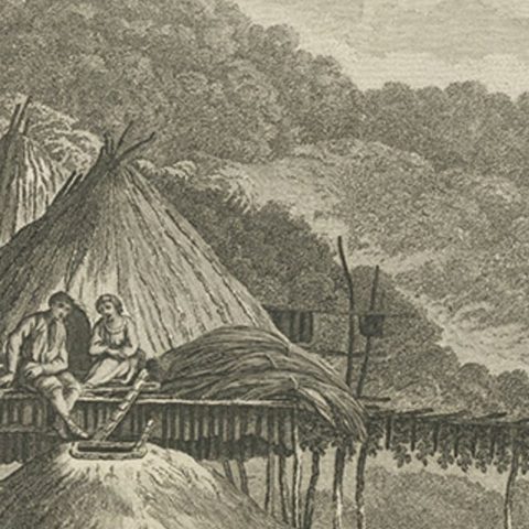 Summer & Winter Houses, Kamchatka, Cook Voyage Engraving c.1803, close-up 3